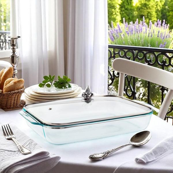 Arthur Court Fleur-de-Lis Lid With Pyrex 3 Quart Baking Dish
