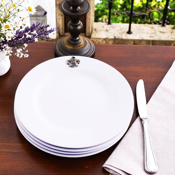 Arthur Court Fleur De Lis Melamine Lunch Plates - Set Of 4