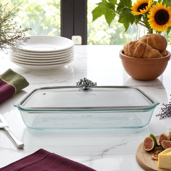 Arthur Court Grape Lid With Pyrex 3 Quart Baking Dish