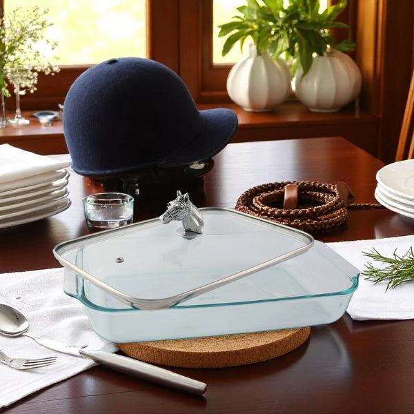 Arthur Court Horse Head With Pyrex 3 Quart Baking Dish