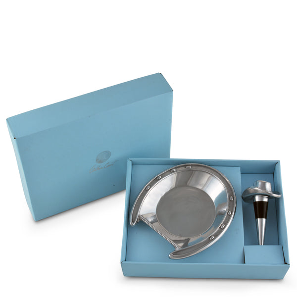 Arthur Court Horseshoe Wine Coaster And Hat Stopper Set