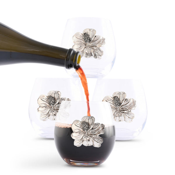 arthur court Magnolia Stemless Wine Glasses - Set of 4