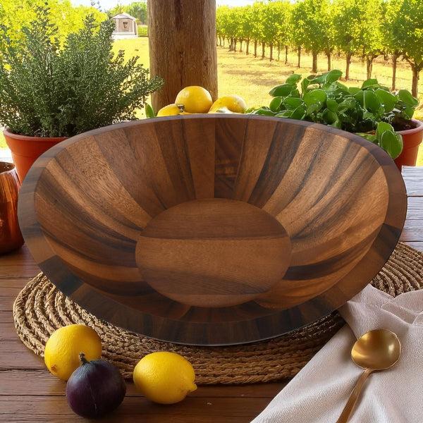 Arthur Court Munich Pattern Large Acacia Wood Salad Bowl