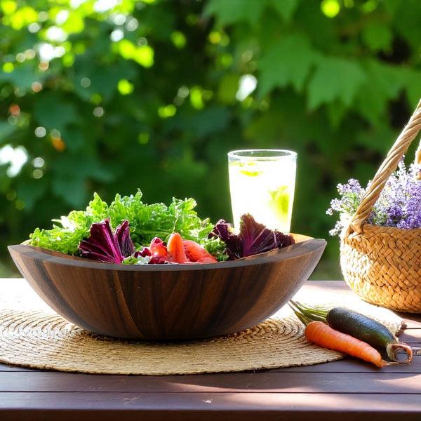 Arthur Court Munich Pattern Large Acacia Wood Salad Bowl