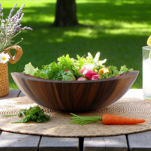Arthur Court Munich Pattern Large Acacia Wood Salad Bowl
