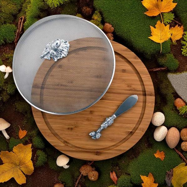 Arthur Court Oak Leaf 3 Piece Picnic Cheese Board / Spreader