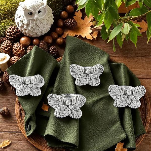 Arthur Court Pine Cone Forest Pattern Napkin Rings Set Of 4