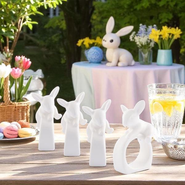 Arthur Court Porcelain Climbing Bunny Napkin Rings - Set Of 4