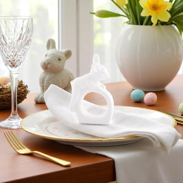 Arthur Court Porcelain Climbing Bunny Napkin Rings - Set Of 4