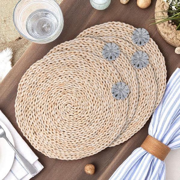 Arthur Court Sand Dollar Twisted Seagrass Placemats - Set Of 4