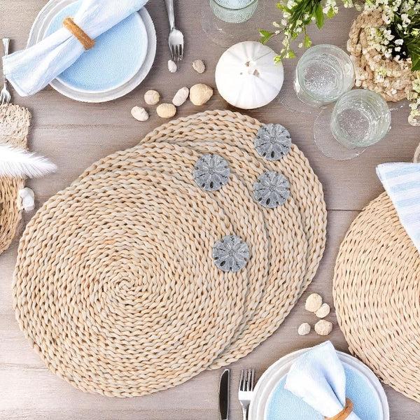 Arthur Court Sand Dollar Twisted Seagrass Placemats - Set Of 4