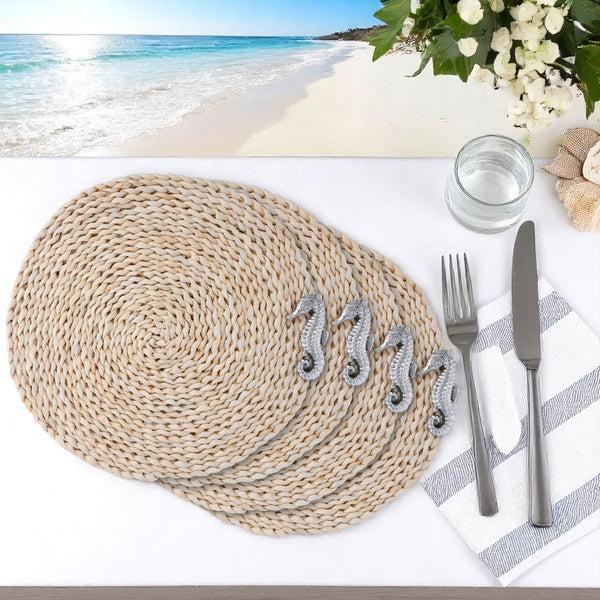 Arthur Court Sea Horse Twisted Seagrass Placemats - Set Of 4