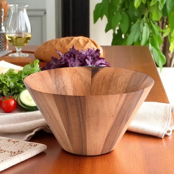 Arthur Court Straight Side Wooden Acacia Salad Bowl Large