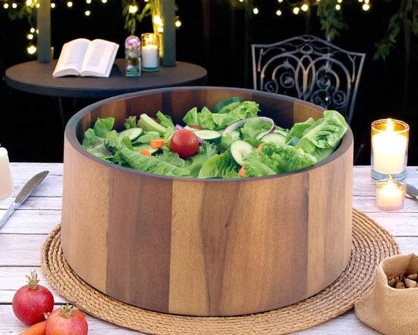 Arthur Court Tulip Shape Acacia Wood Salad Bowl Large