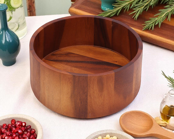 Arthur Court Tulip Shape Acacia Wood Salad Bowl Large