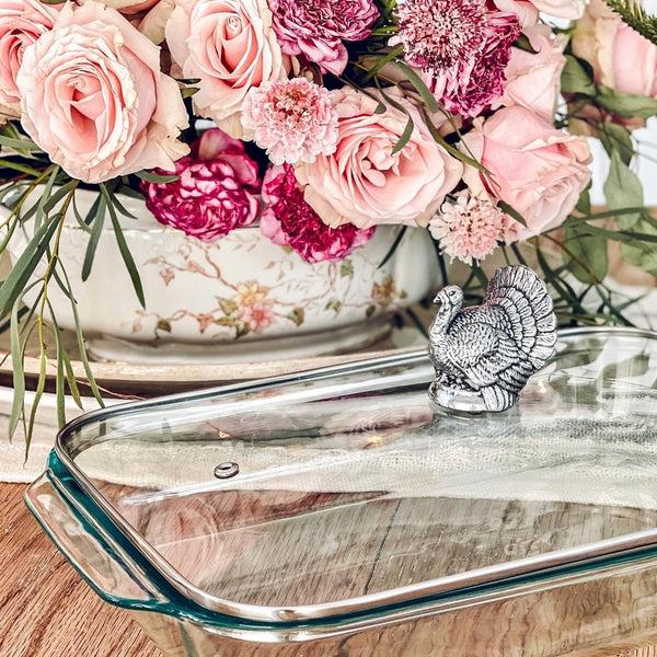 Arthur Court Turkey Lid With Pyrex 3 Quart Baking Dish