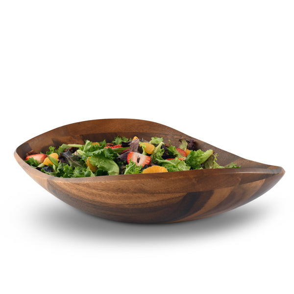 Arthur Court Wave Pattern Large Acacia Wood Salad Bowl