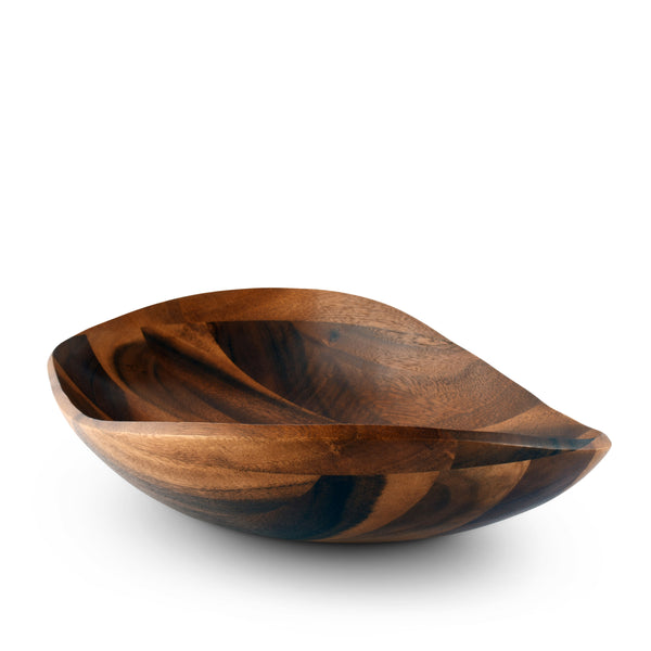 arthur court Wave Pattern Large Acacia Wood Salad Bowl