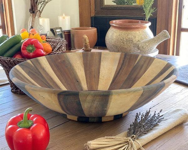 Arthur Court Wok Style Wooden Acacia Salad Bowl Extra Large