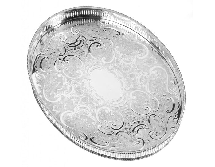 arthur price Arthur Price For The Table 15.25″ Oval Mounted Gallery Tray - Silver Plated