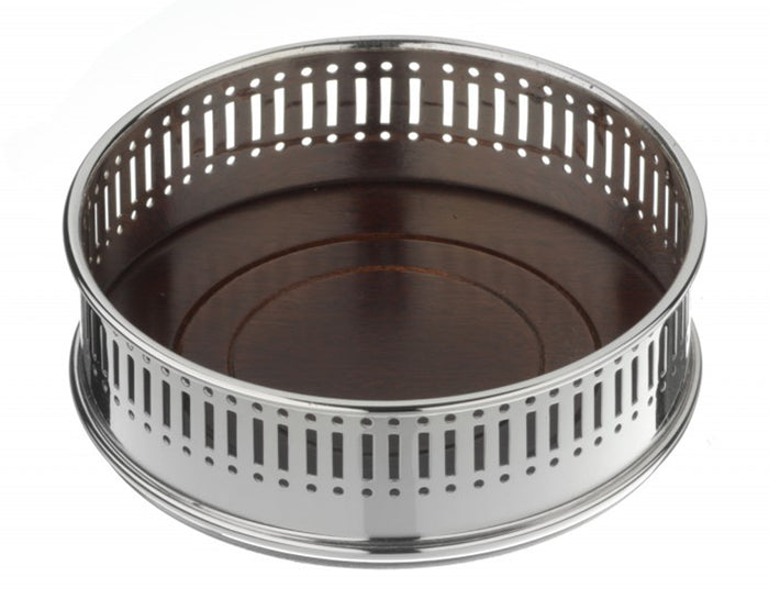 arthur price Arthur Price of England Bottle Coaster with a dark wood base and pierced sides - Silver Plated