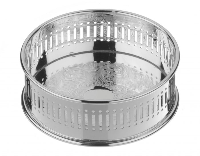 arthur price Arthur Price of England Bottle Coaster with Roll Chased Metal Base and pierced sides - Silver Plated