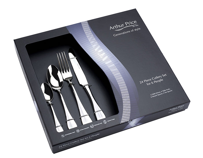 arthur price Everyday Classic Baguette 24 Piece Boxed Set - Stainless Steel / Boxed / 6 Person Place Setting
