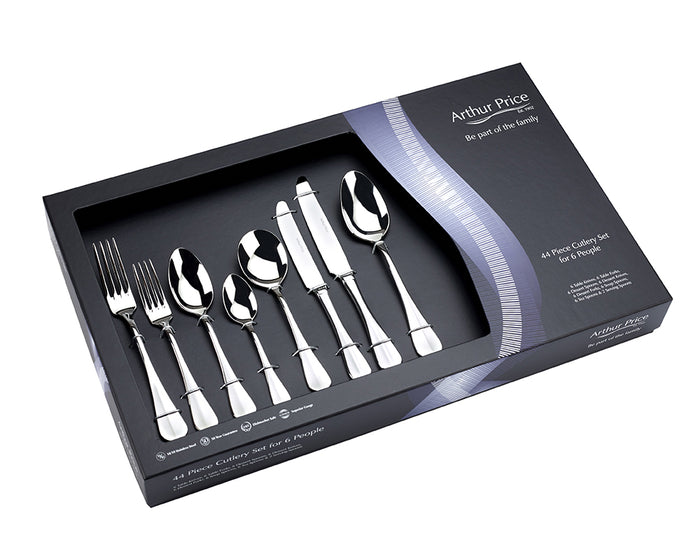 arthur price Everyday Classic Baguette 44 Piece Boxed Set - Stainless Steel / Boxed / 6 Person Place Setting