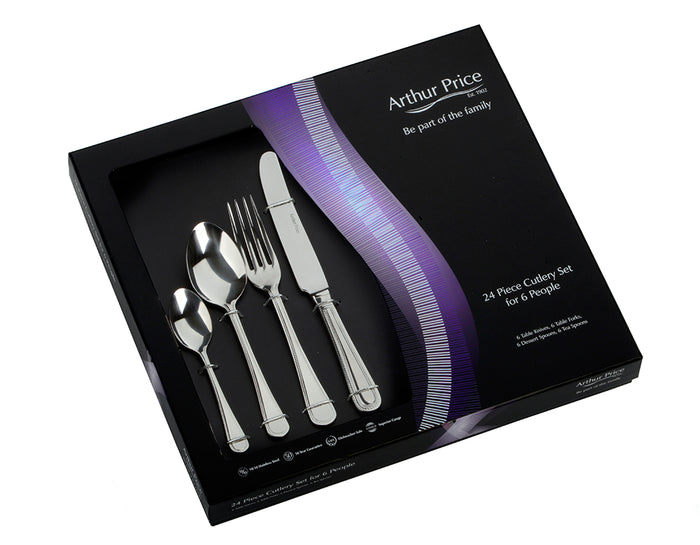 arthur price Everyday Classic Bead 24 Piece Gift Boxed set - Stainless Steel / Boxed / 6 Person Place Setting