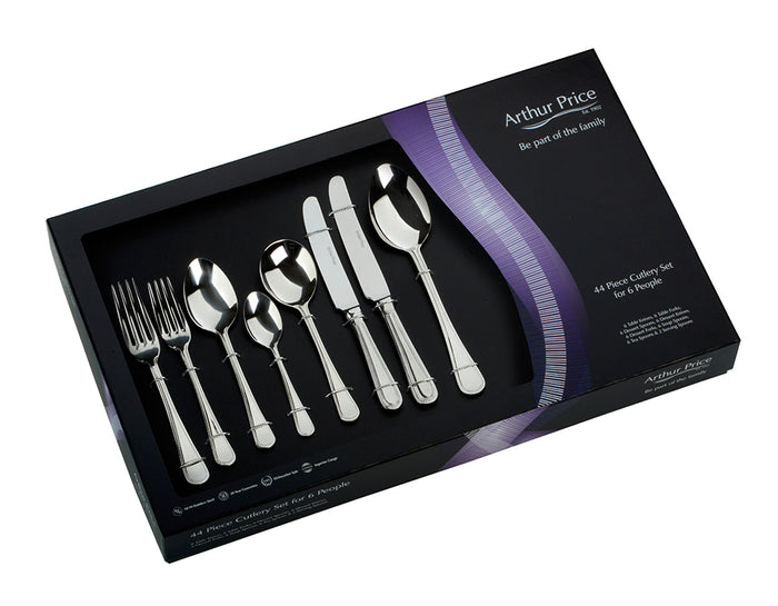 arthur price Everyday Classic Bead 44 Piece Gift Boxed set - Stainless Steel / Boxed / 6 Person Place Setting
