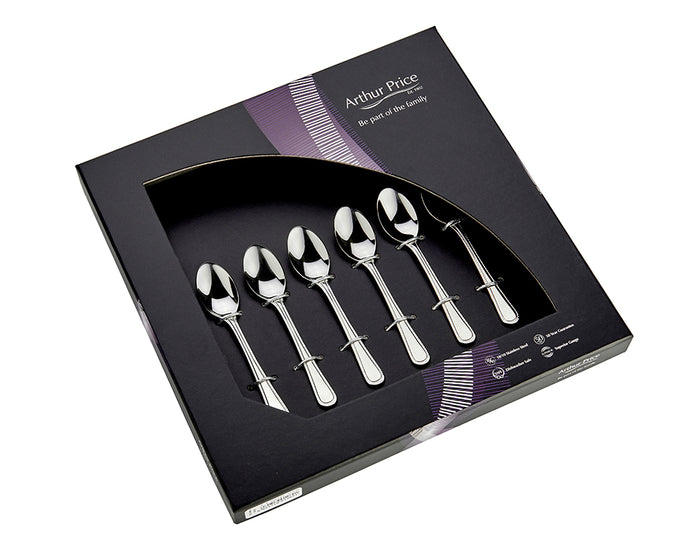 arthur price Everyday Classic Bead Set of 6 Coffee Spoons - Stainless Steel / Single