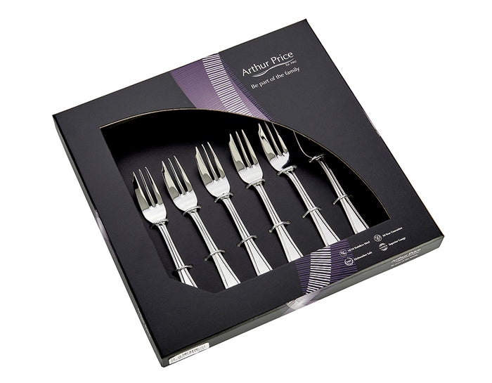 arthur price Everyday Classic Bead Set Of 6 Pastry Forks - Stainless Steel / Single