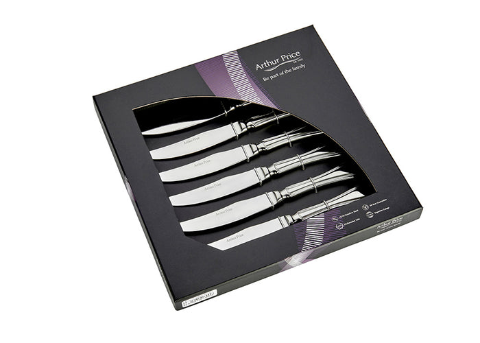 arthur price Everyday Classic Britannia Box of 6 Steak Knives - Stainless Steel / Single