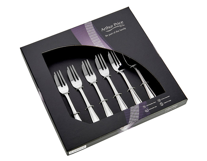 arthur price Everyday Classic Britannia Set of 6 Pastry Forks - Stainless Steel / Single