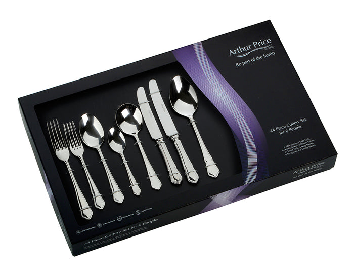 arthur price Everyday Classic Dubarry 44 piece Boxed Cutlery Set - Stainless Steel / Boxed / 6 Person Place Setting