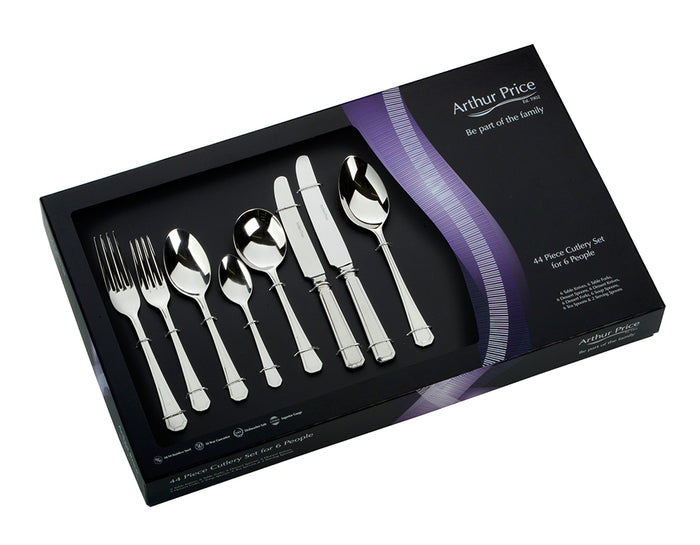 arthur price Everyday Classic Grecian 44 Piece Boxed Cutlery Set - Stainless Steel / Boxed / 6 Person Place Setting
