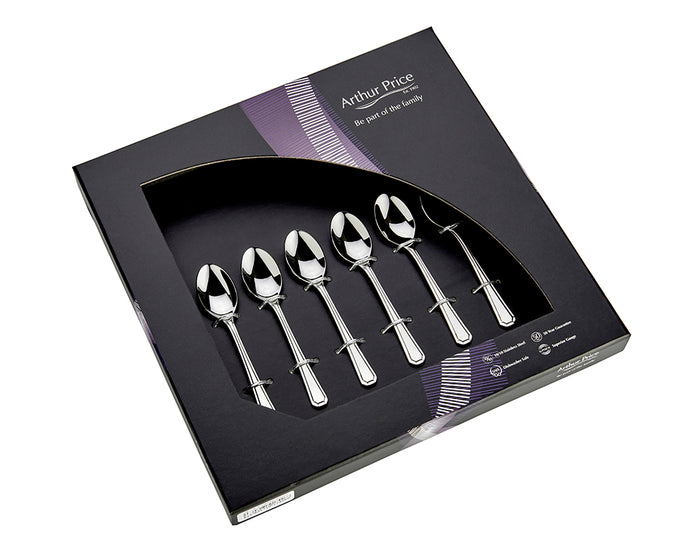 arthur price Everyday Classic Grecian Set Of 6 Coffee Spoons - Stainless Steel / Single