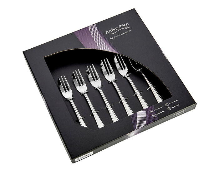 arthur price Everyday Classic Grecian Set Of 6 Pastry Forks - Stainless Steel / Single