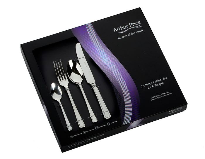 arthur price Everyday Classic Harley 24 Piece Boxed Set - Stainless Steel / Boxed / 6 Person Place Setting