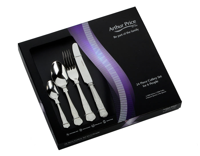 arthur price Everyday Classic Kings 24 Piece Boxed Set - Stainless Steel / Boxed / 6 Person Place Setting