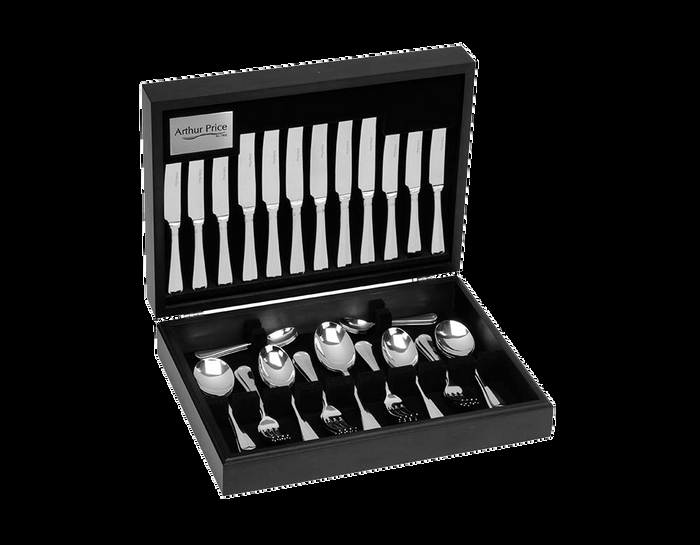 arthur price Everyday Classic Rattail 124 Piece Canteen - Stainless Steel / Canteen / 12 Person Place Setting