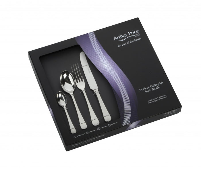 arthur price Everyday Classic Rattail 24 Piece Boxed Set - Stainless Steel / Boxed / 6 Person Place Setting