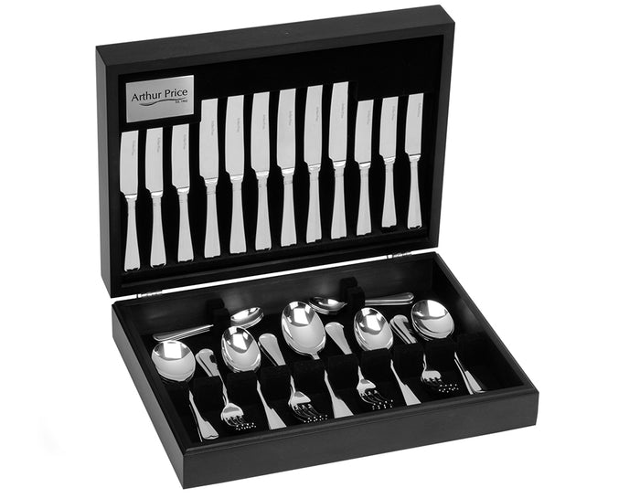 arthur price Everyday Classic Rattail 88 Piece Canteen Set - Stainless Steel / Canteen / 12 Person Place Setting