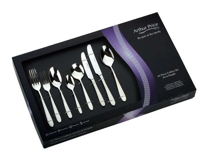 arthur price Everyday Classic Willow 44 Piece Boxed Set - Stainless Steel / Boxed / 6 Person Place Setting