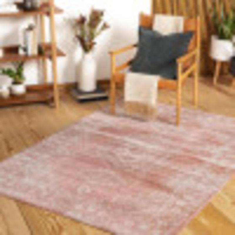 Artistic Weavers Artistic Weavers Amin Traditional Medallion Area Rug 5’3″ X 7′ Orange/Denim(Blush)