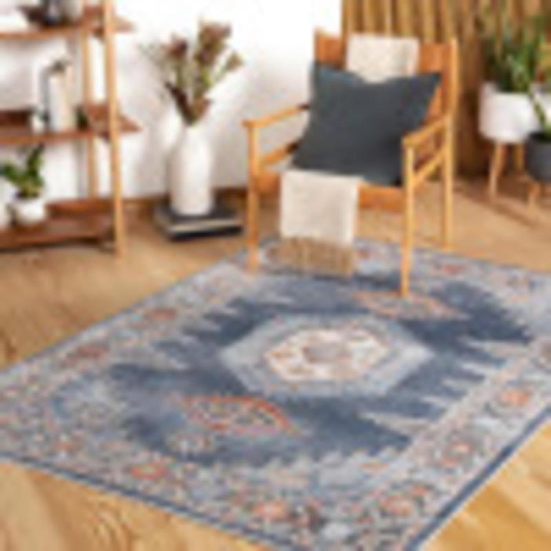 Artistic Weavers Artistic Weavers Amin Traditional Medallion Area Rug 5’3″ X 7′ Orange/Denim(Denim)