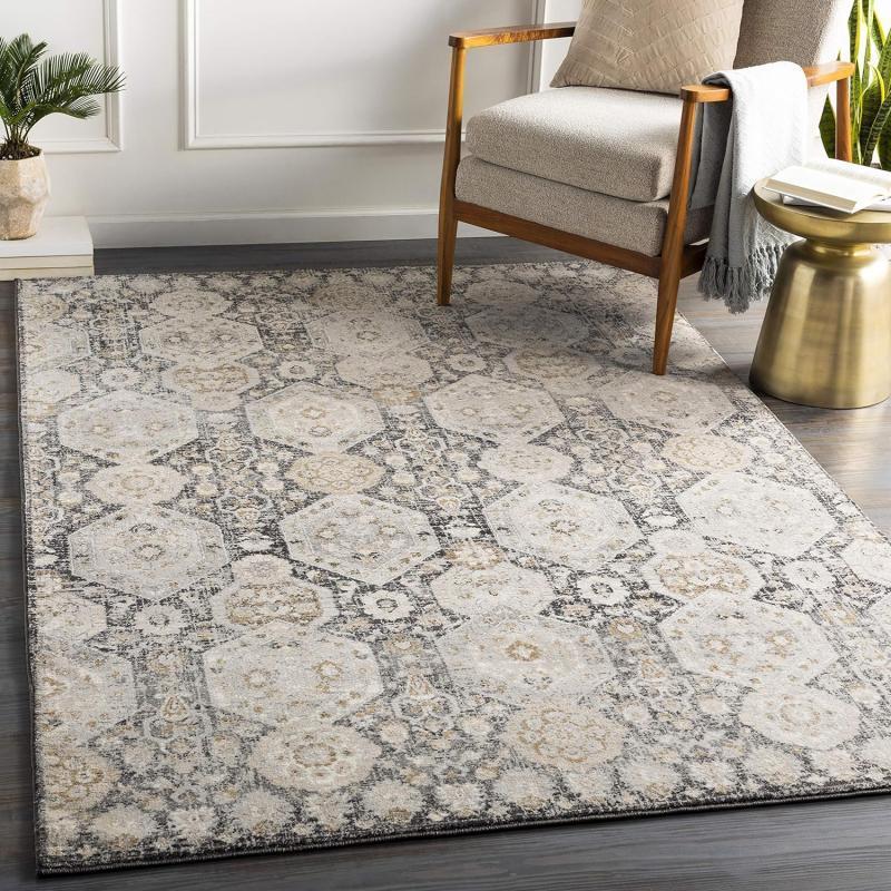 artistic weavers Artistic Weavers Aune Area Rug 5’3″ x 7’3″ Grey(6’7″ x 9′ Black)