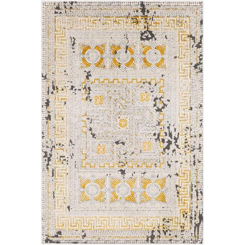 artistic weavers Artistic Weavers Carys Blue-Gray Updated Traditional 6’7″ x 9’6″ Area Rug Mustard(6’5″ x 9’6″ Mustard)