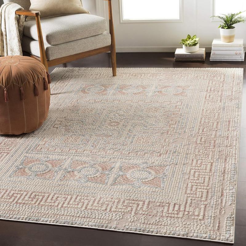 artistic weavers Artistic Weavers Carys Blue-Gray Updated Traditional 6’7″ x 9’6″ Area Rug Mustard(6’5″ x 9’6″ Rose)