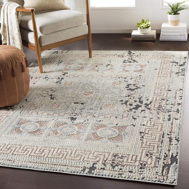 artistic weavers Artistic Weavers Carys Blue-Gray Updated Traditional 6’7″ x 9’6″ Area Rug Mustard(7’7″ x 10’2″ Mauve)